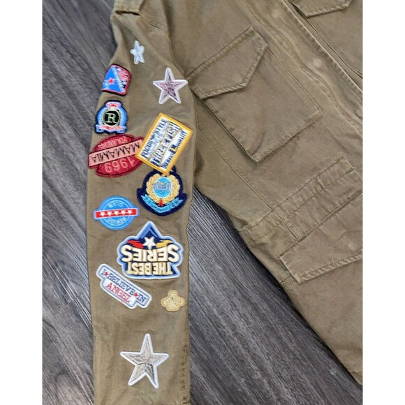 ROMEO & JULIET COUTURE Patches Patchwork Green Long Sleeve Cargo Jacket Medium - Picture 11 of 16